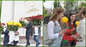 FOTO // Gest frumos la Președinție. Maia Sandu și-a împărțit cu trecătorii florile primite de ziua sa